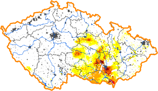 Intenzita sucha - 9. prosinec 2012