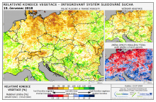 Dopady na vegetaci - Evropa - 15. červenec 2018