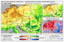 Dopady na vegetaci - Evropa - 12. srpen 2018