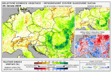 Dopady na vegetaci - Evropa - 23. červen 2019