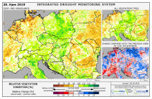 Dopady na vegetaci - Evropa - 20. říjen 2019