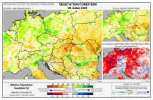 Dopady na vegetaci - Evropa - 3. duben 2022