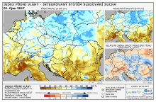 Index půdní vláhy - Evropa - 1. říjen 2017