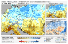 Index půdní vláhy - Evropa - 15. říjen 2017