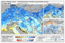 Index půdní vláhy - Evropa - 14. leden 2018