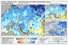 Index půdní vláhy - Evropa - 24. listopad 2019